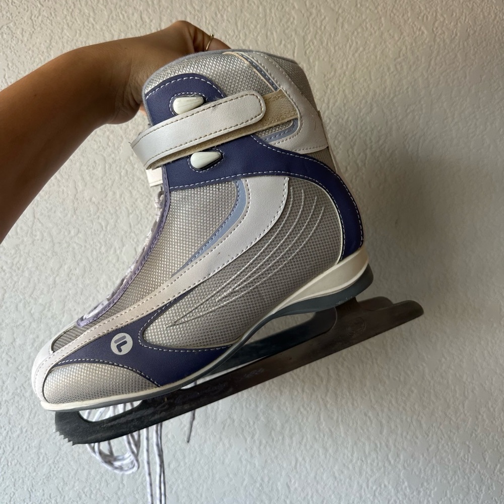 Purple and White Fila Ice Skates